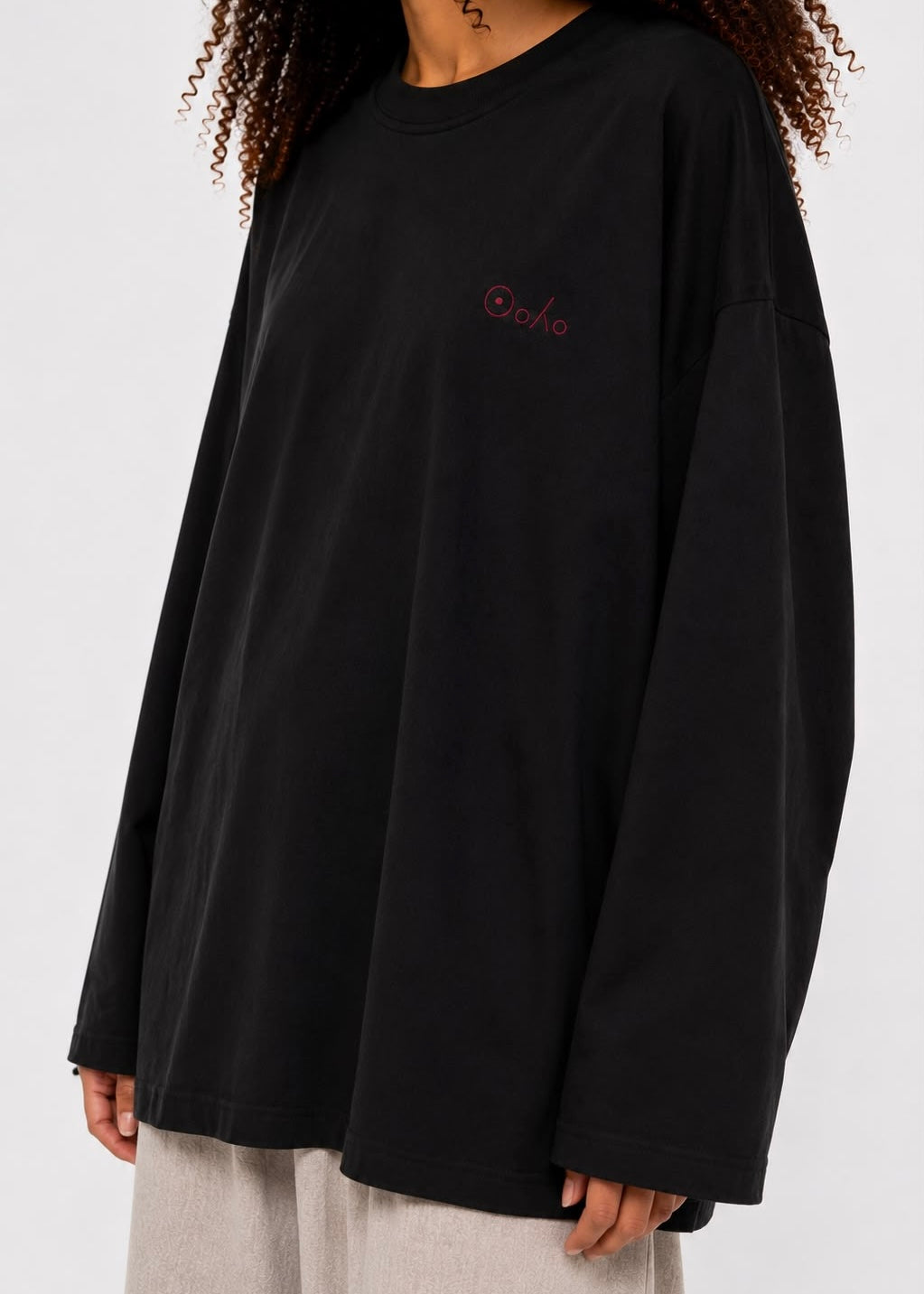 Oversized Long Sleeve Top - Black