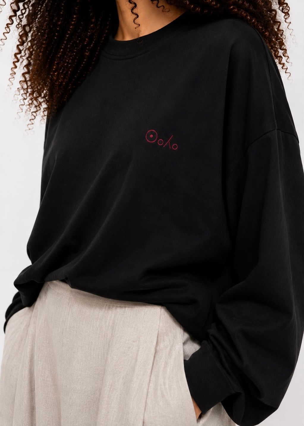 Oversized Long Sleeve Top - Black