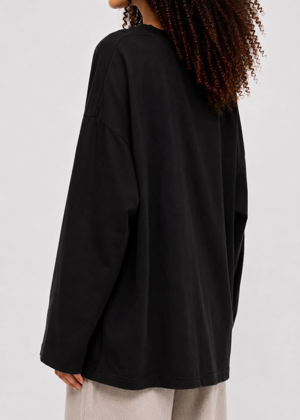 Oversized Long Sleeve Top - Black